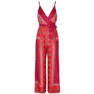 Free People Silk Like Printed Boho Jumpsuit Size 4